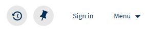 The Sign in link is shown in Primo, in between the Menu link and the pushpin icon.