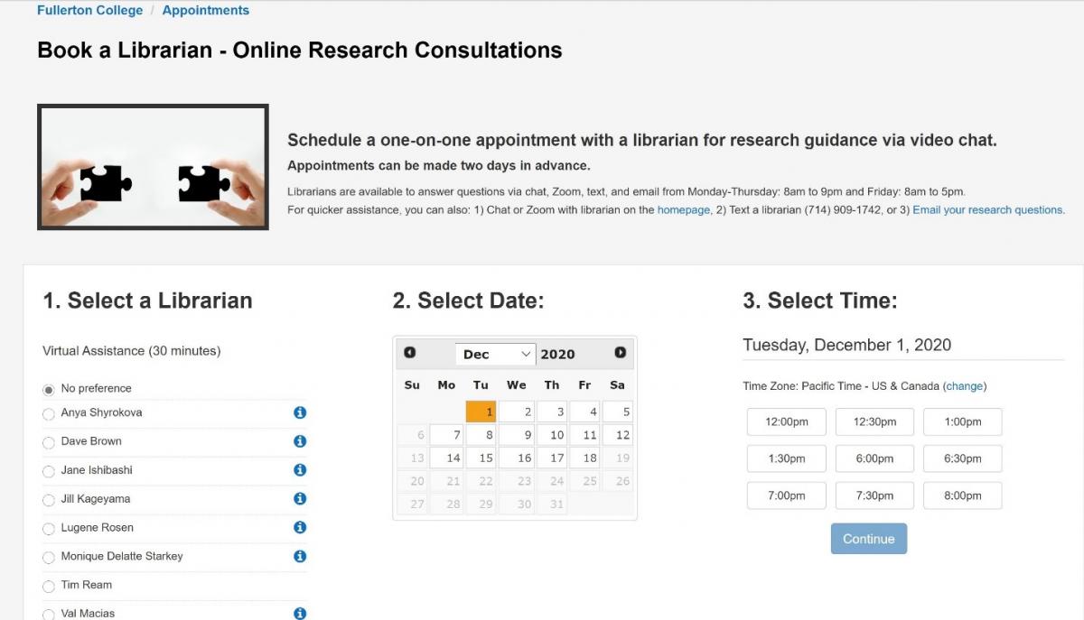 Book a Librarian through LibCal