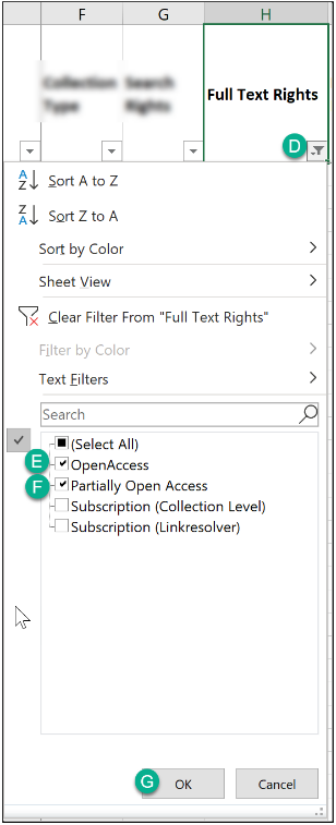 Example CDI Collection List settings for Method 1, continued