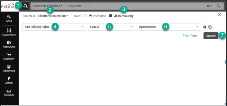 Example for Method 2, Alma Advanced Search